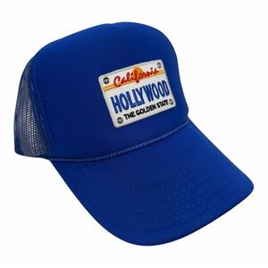 NEW VINTAGE STYLE HOLLYWOOD CALIFORNIA BLUE TRUCKER HAT CAP ADULT SIZE TRENDY